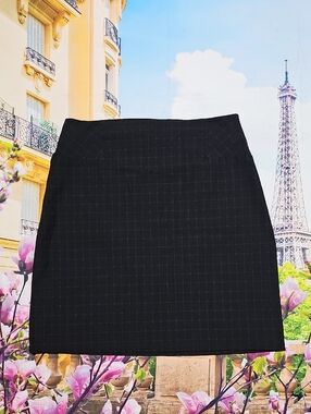 Reitmans Black Windowpane Mini Pencil Skirt Size 6